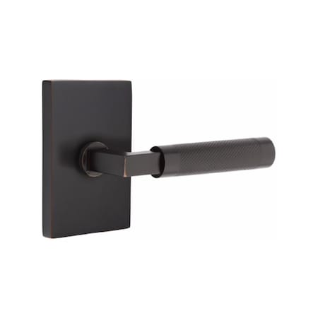 Emtek Emtek 5212US10B.LSUS10B.KNUS10B.RH L-Knurled Right HPrivacy Modern Rectangular 1-1/4" to 2" Door 5212US10B.LSUS10B.KNUS10B.RH